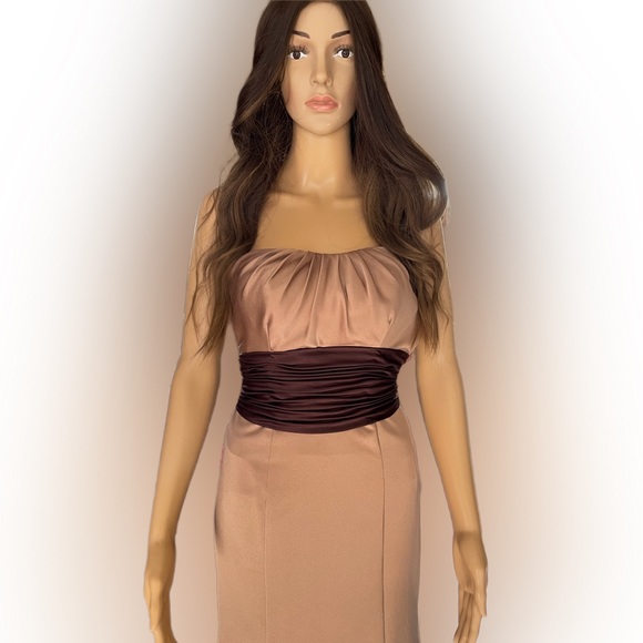 David’s Bridal Women's Strapless Embellished Formal Dress Tan Size 2 - Picture 2 of 15